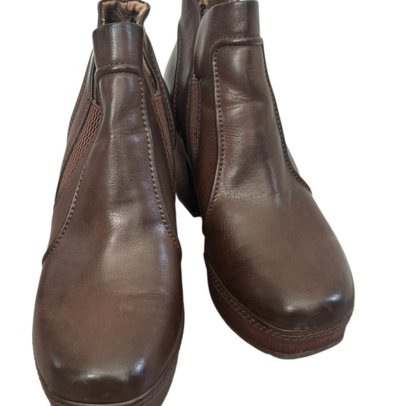 Korks Kork-Ease Robin Platform Ankle Boots Womens 8.5 Brown Leather Block Heel - Picture 3 of 5